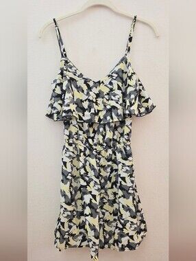 Bar III Yellow, Black & White Ruffle Romper